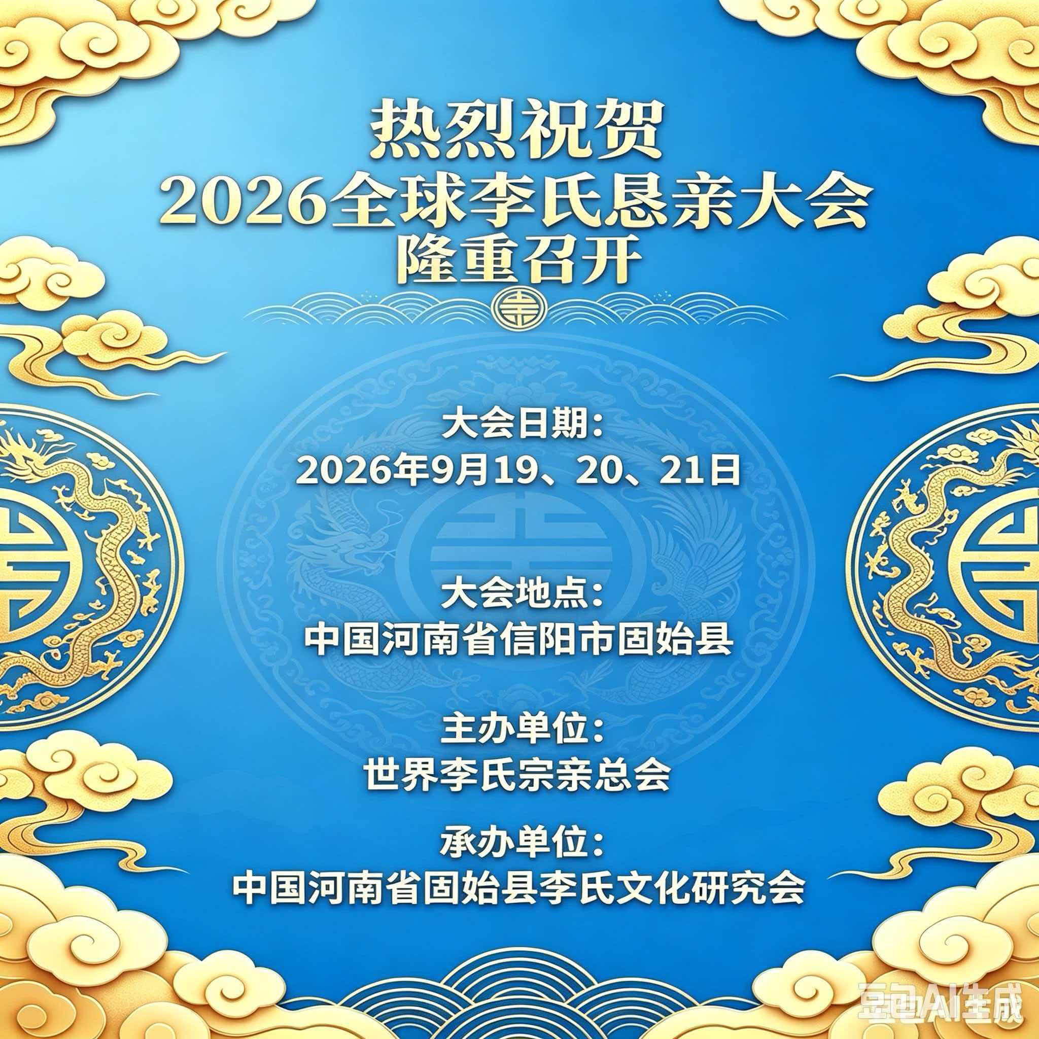            热烈祝贺2026年全球李氏恳亲大会隆重召开！